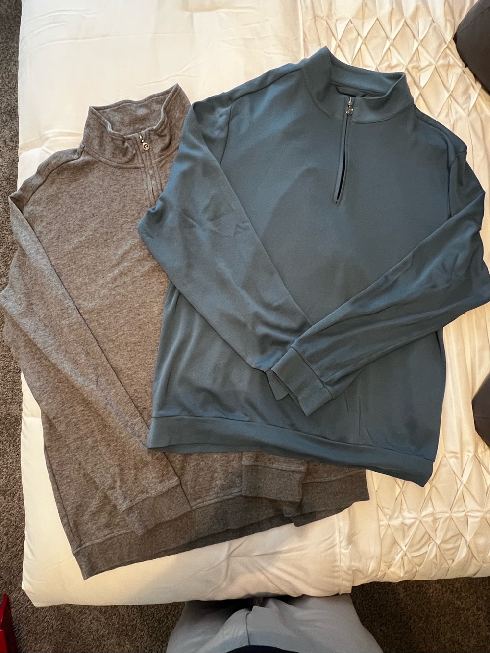 Linksoul Men's Zip-Neck Sweaters (2) - Gray & Teal Blue